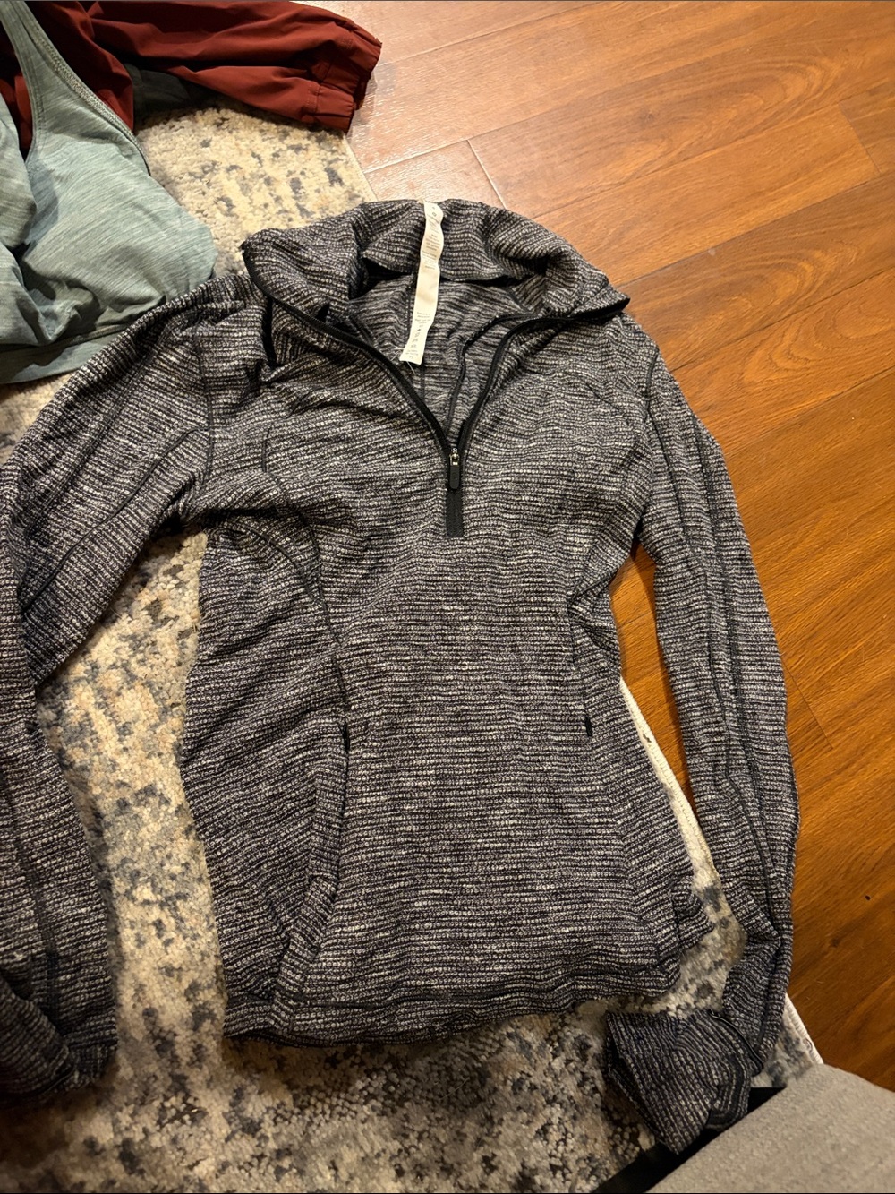 lululemon athletica Women's Black Heather Quarter-Zip Turtleneck Sweater